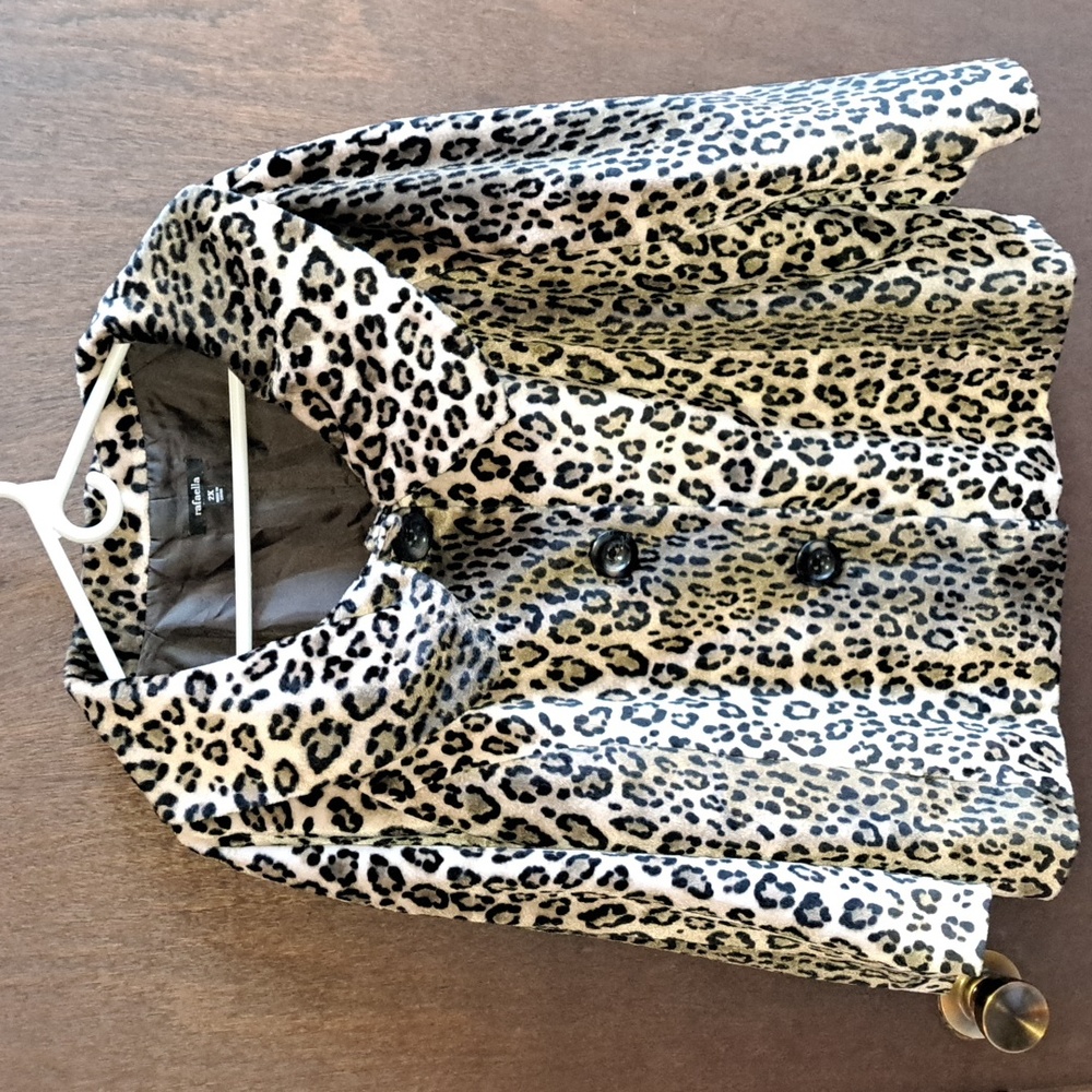 Rafaella 2X leopard print velour jacket brown/black